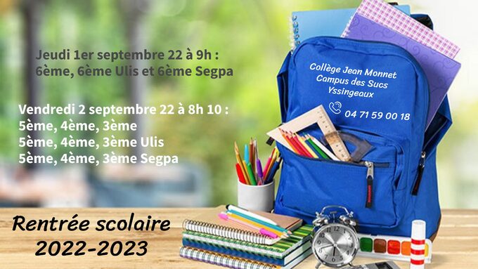 Rentree Scolaire 2022 2023 Actualités Publiques Collège Jean Monnet